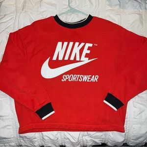 Red Nike retro cropped sweater, size XS